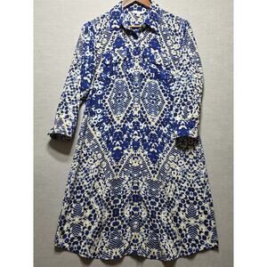 Cabi Blue Printed Shirt Dress Size Medium